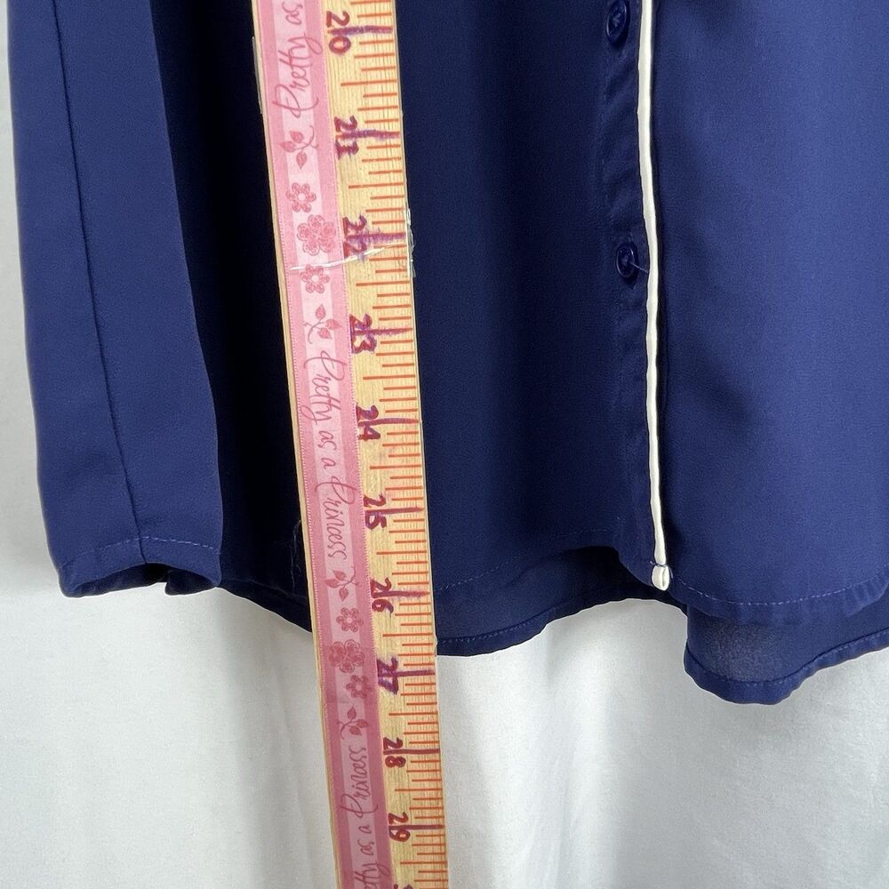 Express Portofino Sleeveless Blouse Navy White Trim Button Front Size S - Picture 9 of 12